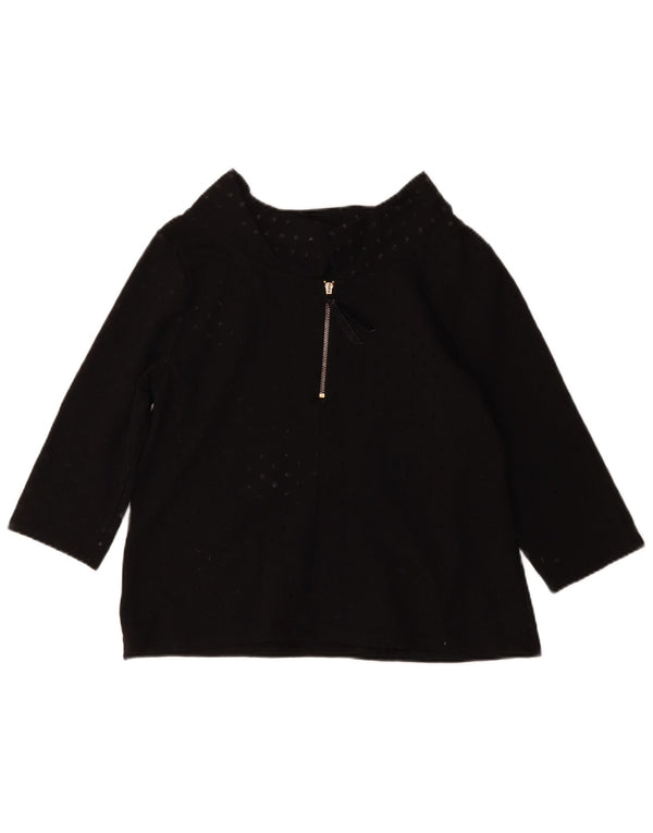 Laura Ashley Γυναικεία μπλούζα Crop 3/4 Sleeve Top UK 14 Large Black Spotted