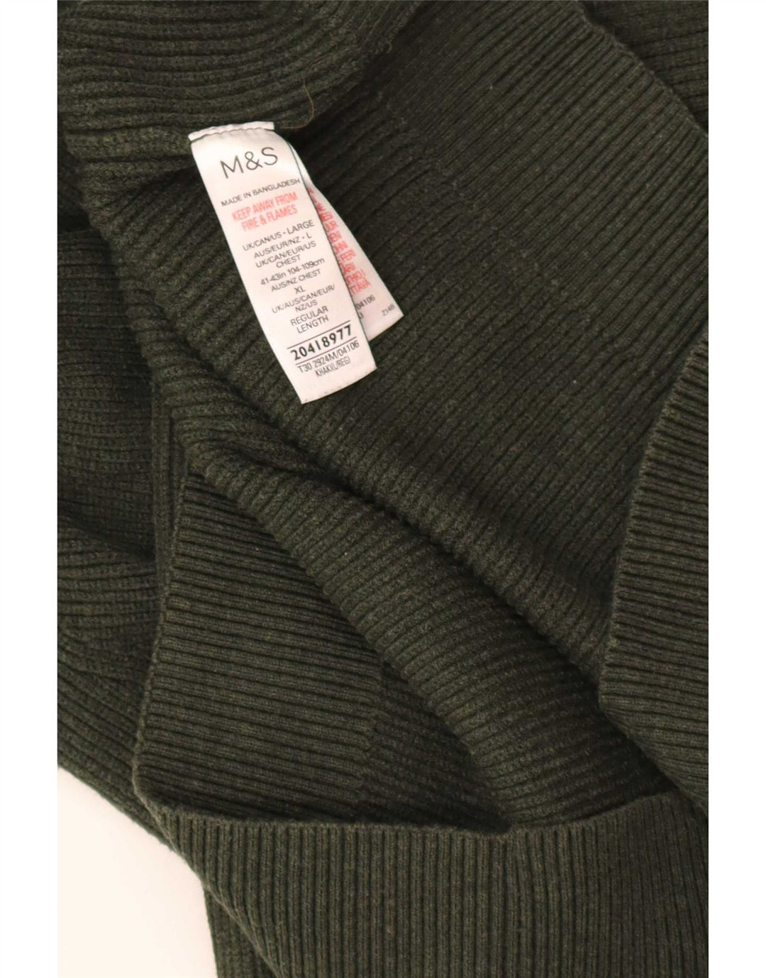 Ανδρικό πουλόβερ με φερμουάρ Marks & Spencer Μεγάλο χακί πολυεστέρα