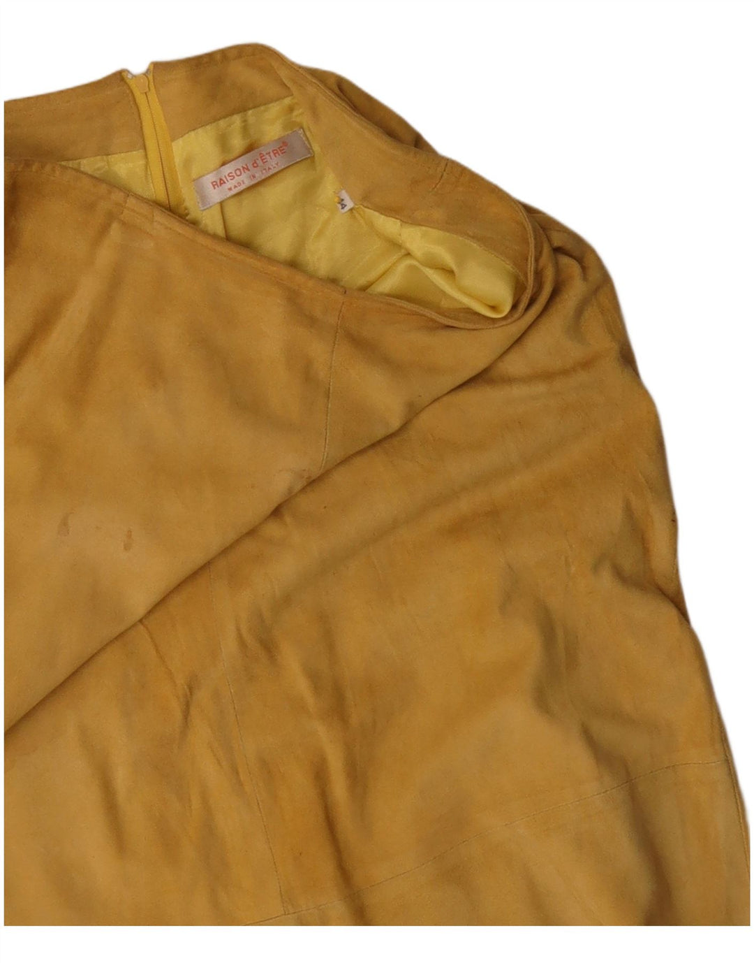 Γυναικεία Suede Φούστα VINTAGE IT 44 Medium W30 Yellow Leather