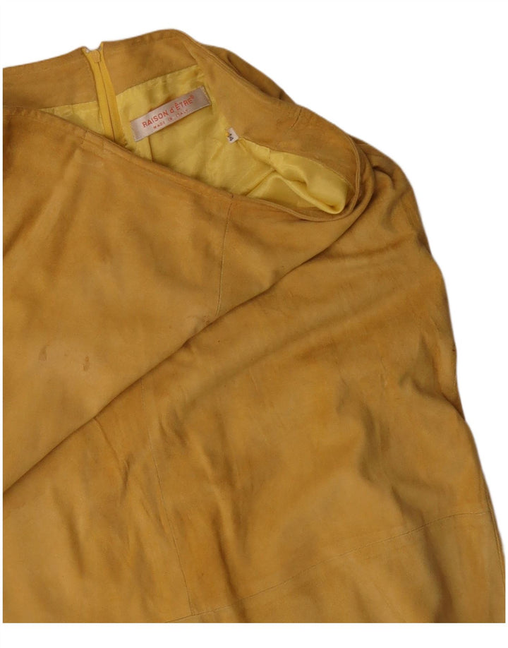 Γυναικεία Suede Φούστα VINTAGE IT 44 Medium W30 Yellow Leather