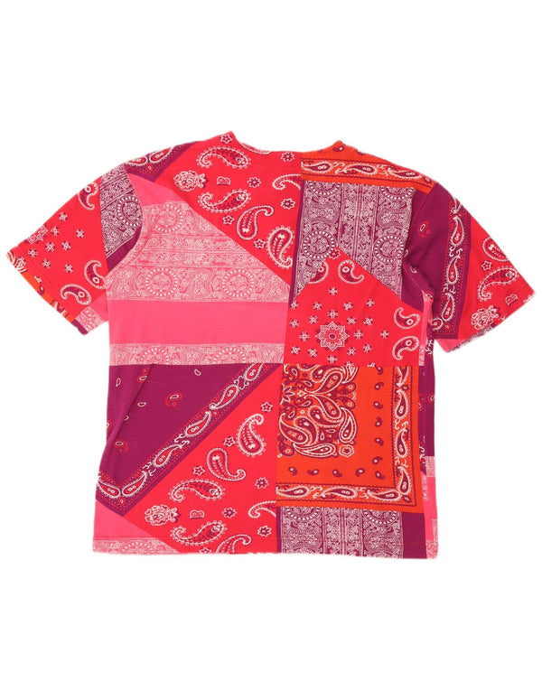 Vintage γυναικείο T-Shirt Top UK 16 Large Pink Paisley Cotton