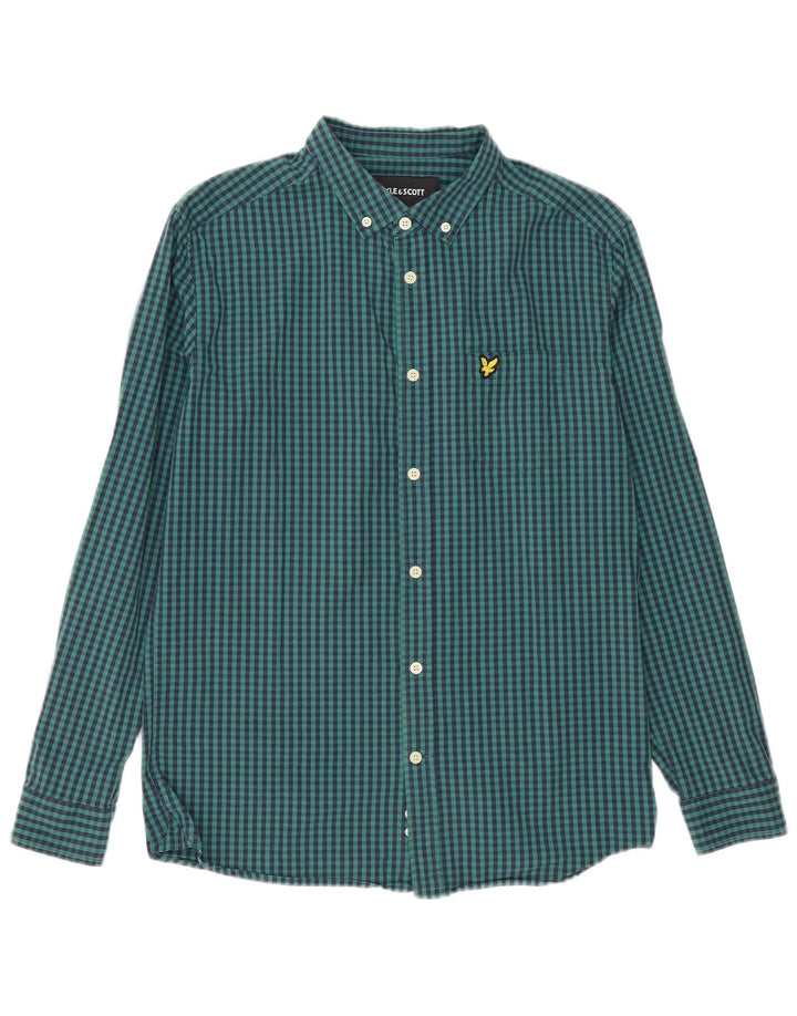 Ανδρικό πουκάμισο LYLE & SCOTT Slim Fit Μεγάλο πράσινο βαμβακερό Gingham