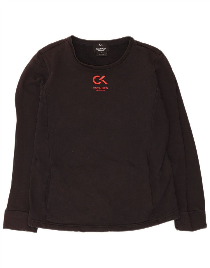 Γυναικείο τοπ Calvin Klein μακρυμάνικο UK 14 μεγάλο μαύρο βαμβακερό