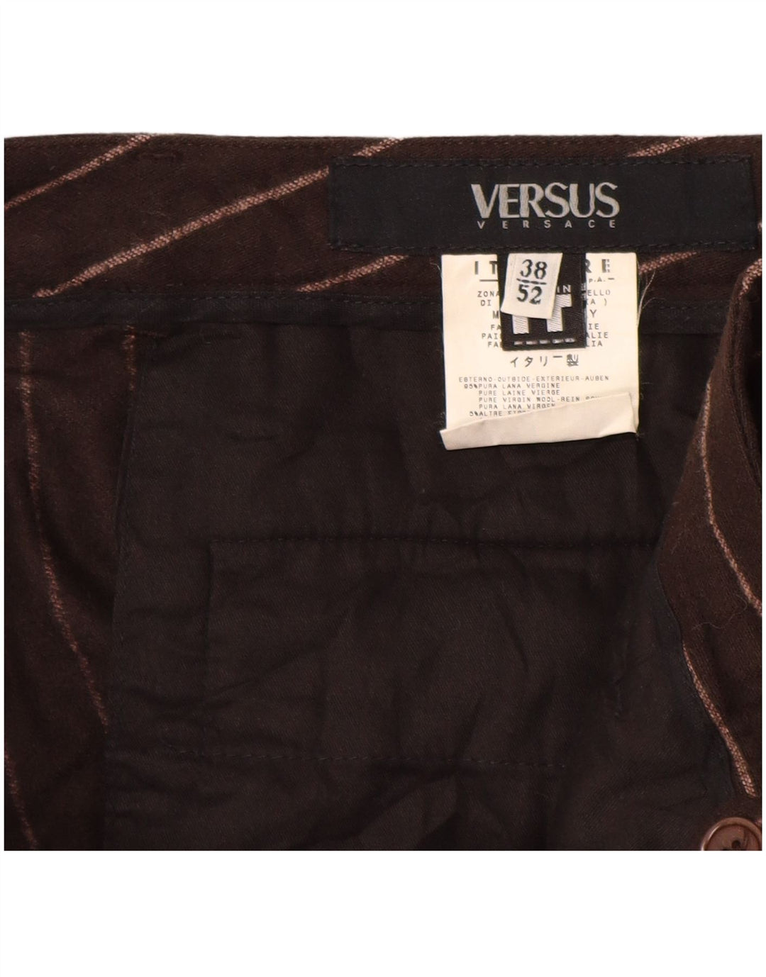 VERSACE Γυναικείο Versus Casual Παντελόνι IT 52 2XL W38 L29 Καφέ ριγέ