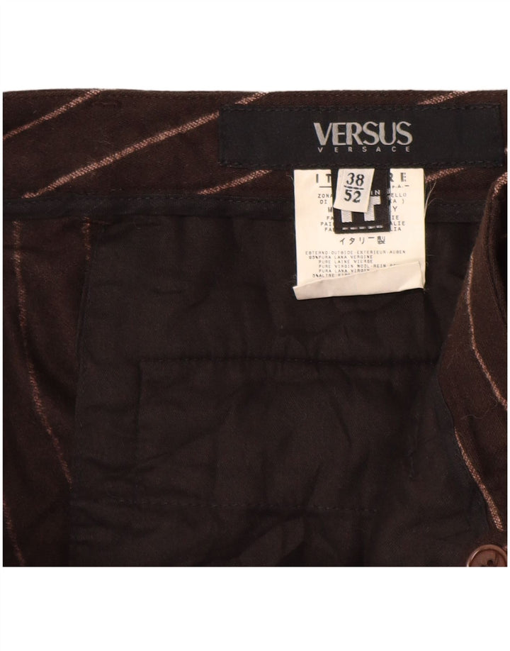 VERSACE Γυναικείο Versus Casual Παντελόνι IT 52 2XL W38 L29 Καφέ ριγέ