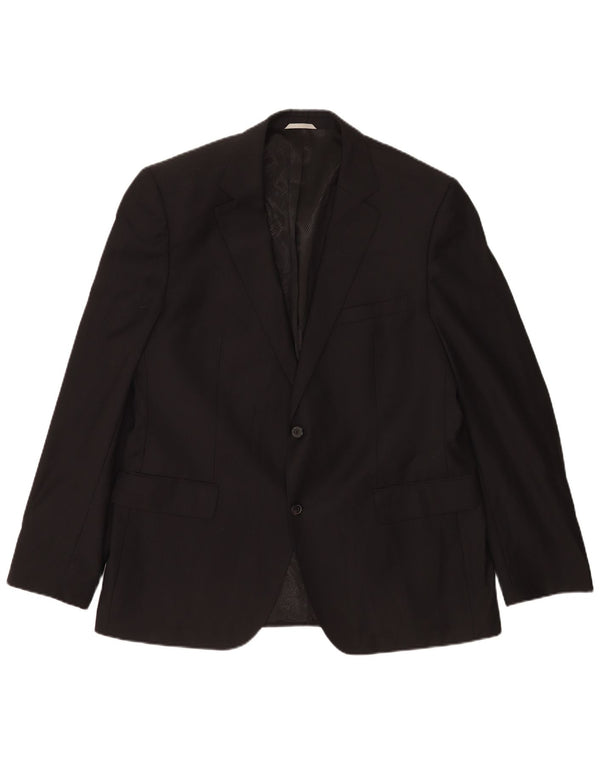 Ανδρικό σακάκι σακάκι Hugo Boss 2 κουμπιών EU 56 3XL, παρθένο μαλλί, μαύρο ρίγες