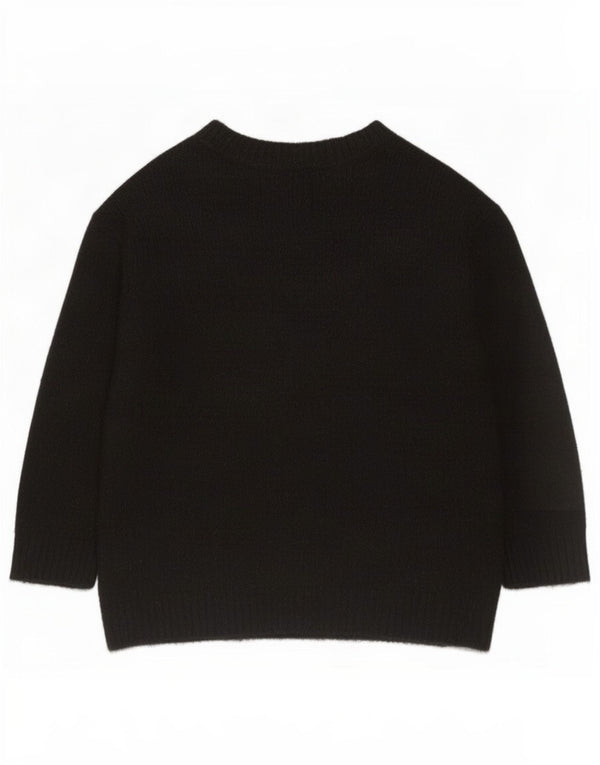 Γυναικείο Zara Relaxed Fit Crew Neck Jumper πουλόβερ UK 14 Medium Black Acrylic