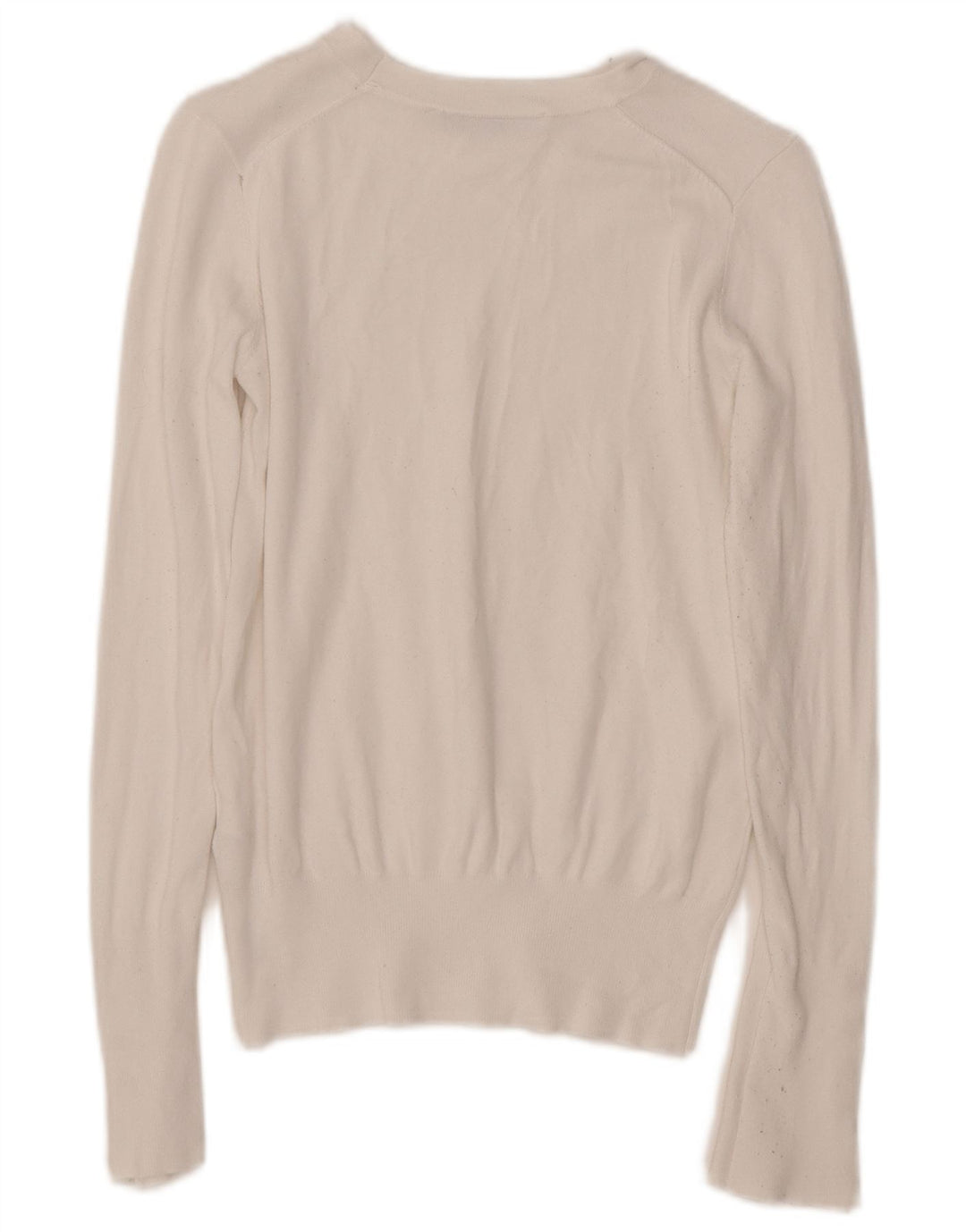 ZARA Γυναικείο πουλόβερ με λαιμό σκάφος UK 10 Small White Viscose