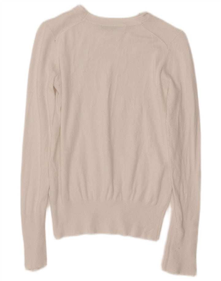 ZARA Γυναικείο πουλόβερ με λαιμό σκάφος UK 10 Small White Viscose