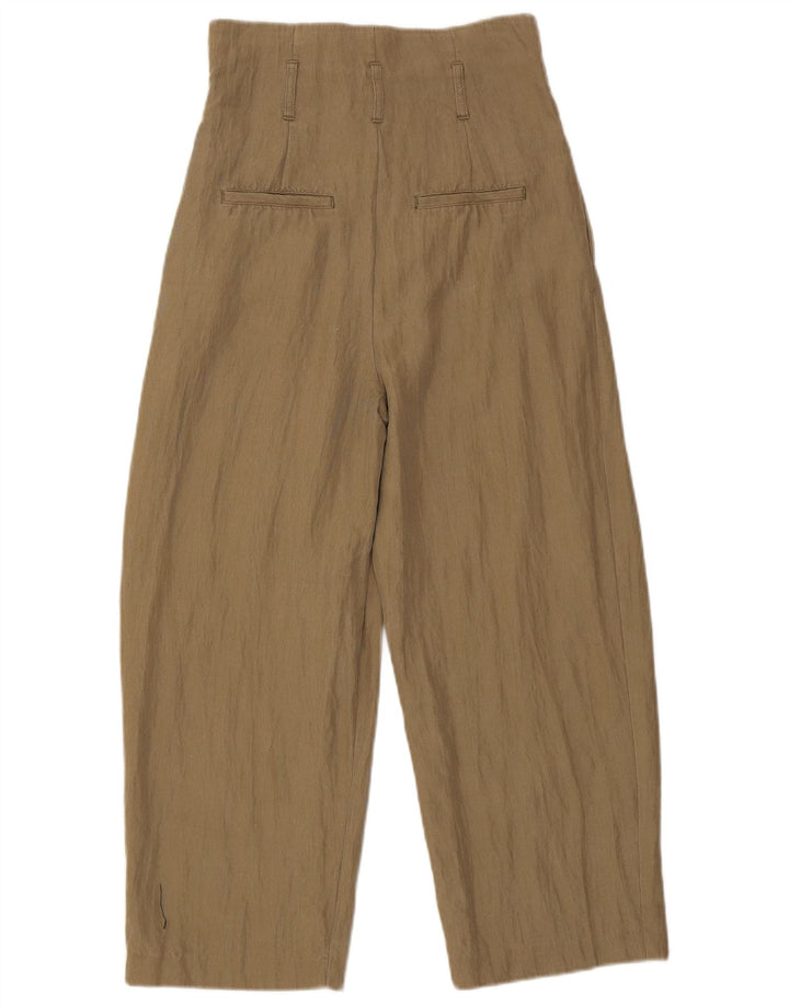 Zara Γυναικείο κομμένο παντελόνι με καρφίτσες Small W26 L24 Khaki