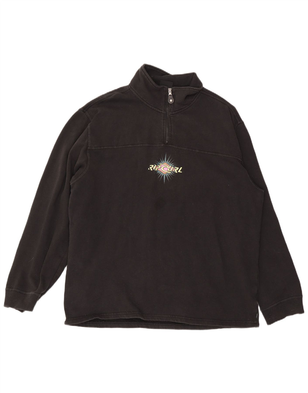 RIP CURL Ανδρικό φούτερ με φερμουάρ με φερμουάρ, μεγάλο μαύρο βαμβακερό
