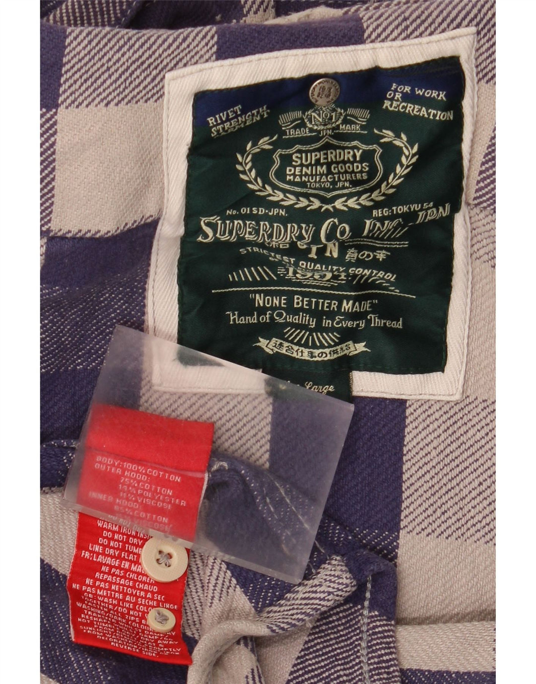 Ανδρικό φανελένιο πουκάμισο Superdry, Βαμβακερό, μπλε ναυτικό