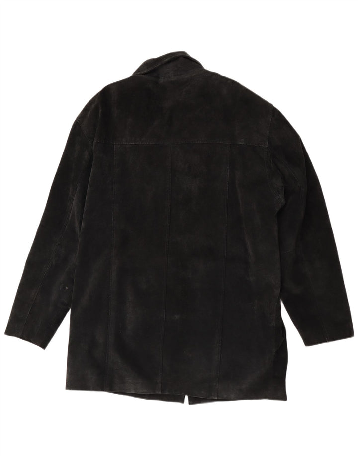 Ben Sherman Ανδρικό Suede Windbreaker Coat UK 38 Medium Black Leather