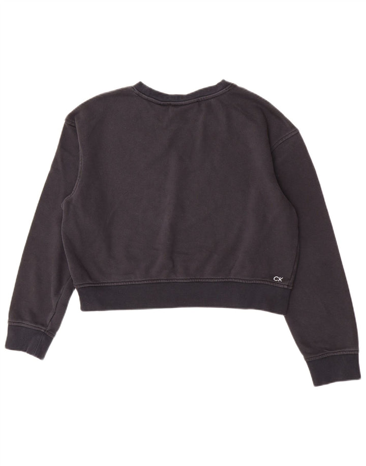 Calvin Klein Γυναικεία φούτερ με γραφικά Crop Jumper UK 14 Medium Navy Blue
