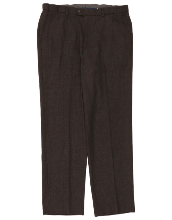 Marks & Spencer Mens Straight Regular Fit Suit Trousers W36 L33 Grey Wool