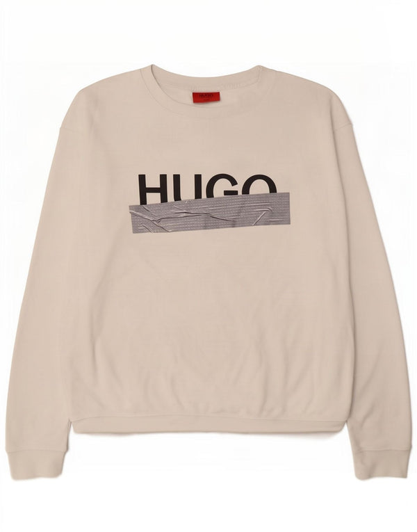 Ανδρικό γραφικό φούτερ Hugo Boss Jumper XL Λευκό βαμβακερό