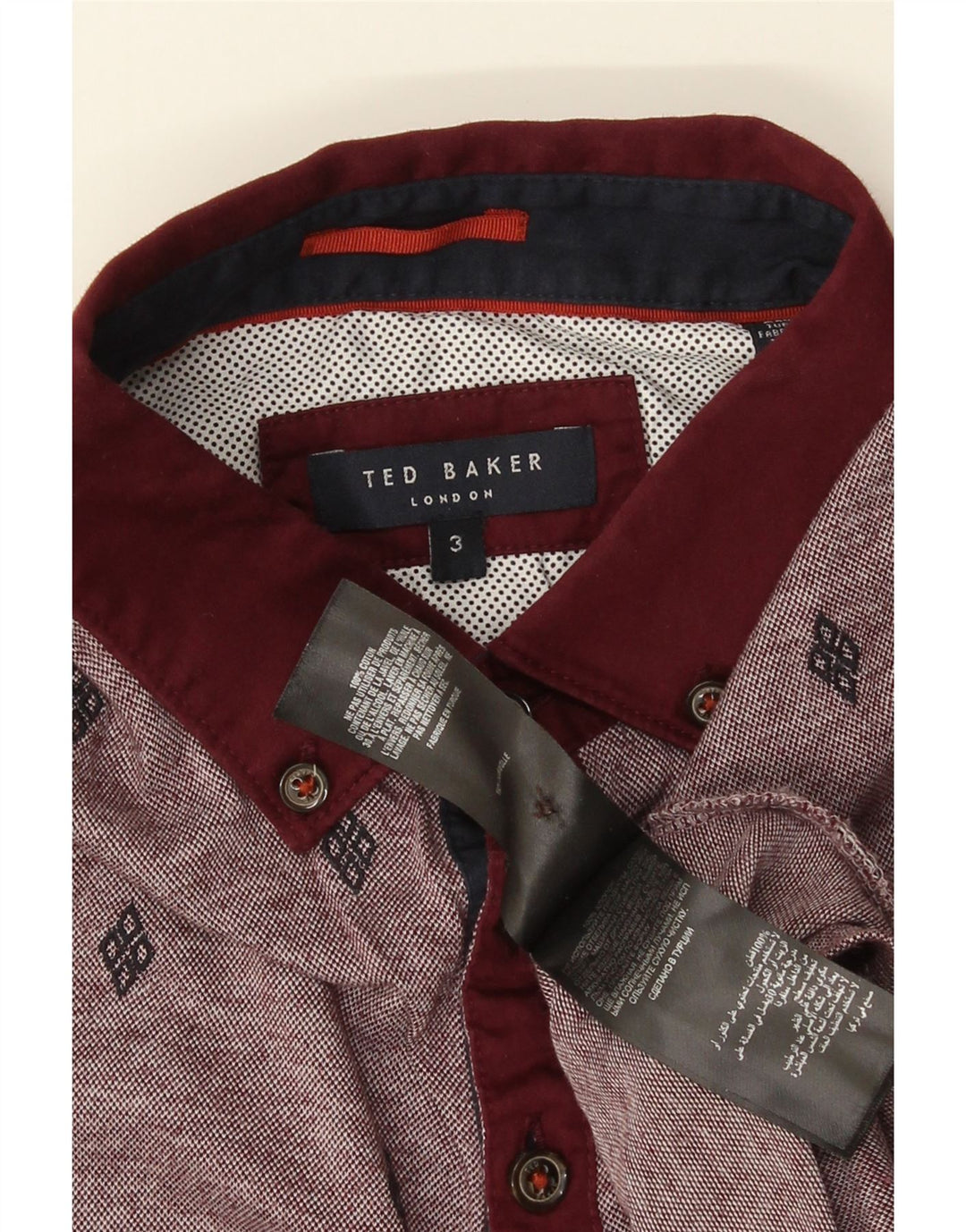 Ανδρικό μπλουζάκι πόλο Ted Baker, νούμερο 3, Βαμβακερό μεσαίο μπορντό με στίγματα