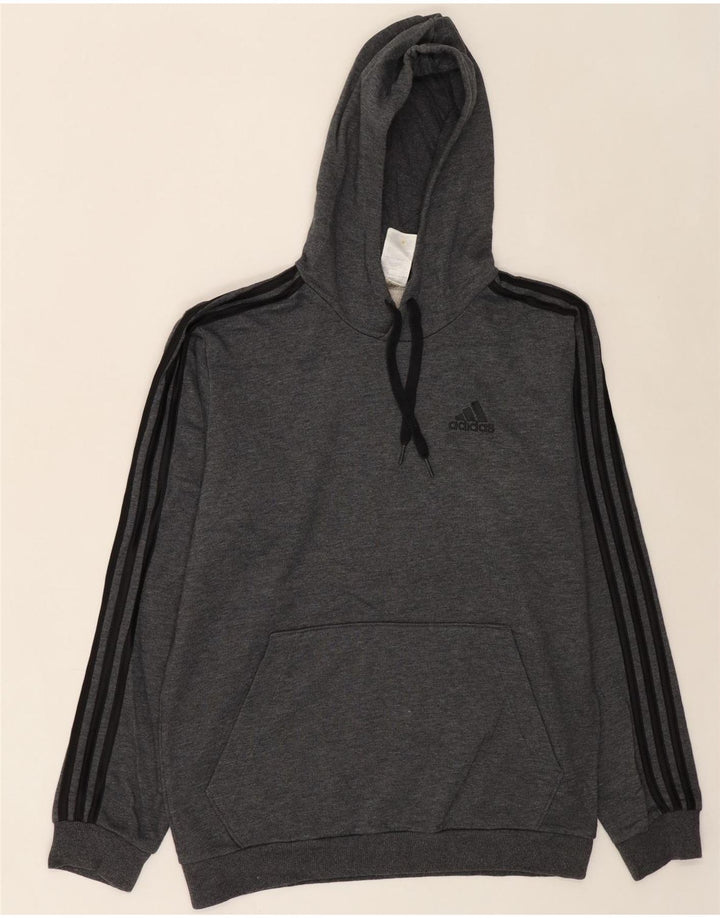 ADIDAS Mens Hoodie Jumper Medium Grey Cotton Vintage Adidas and Second-Hand Adidas from Messina Hembry 
