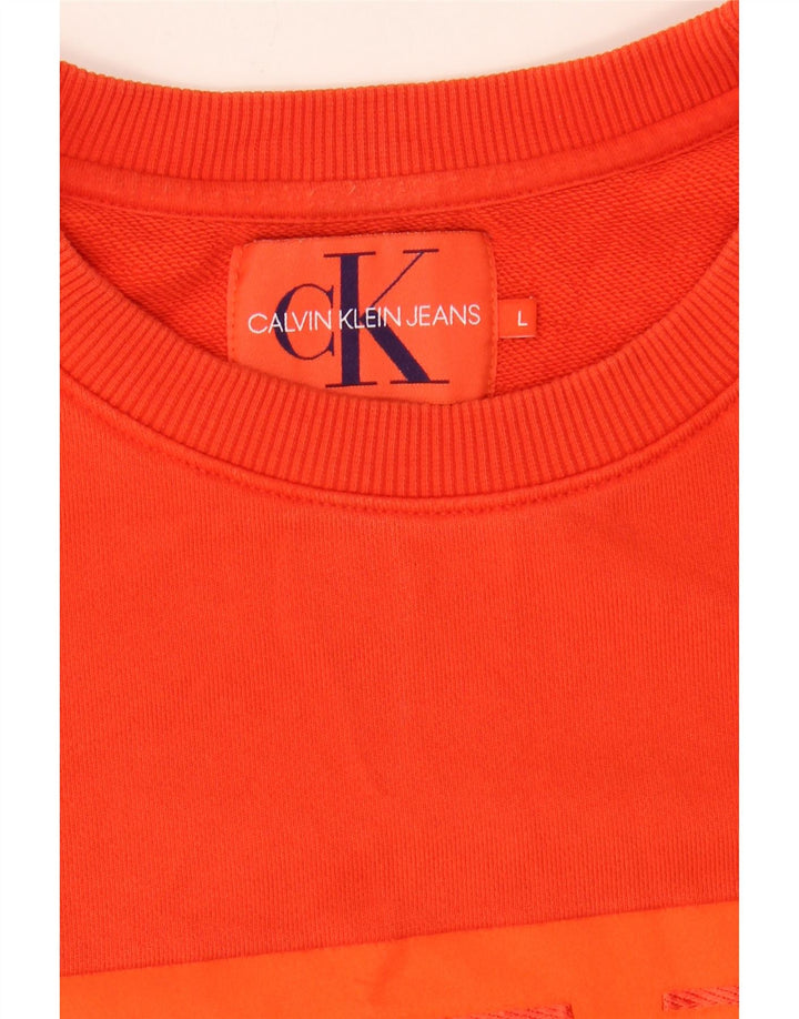 CALVIN KLEIN Mens Graphic Sweatshirt Jumper Large Red Cotton Vintage Calvin Klein and Second-Hand Calvin Klein from Messina Hembry 