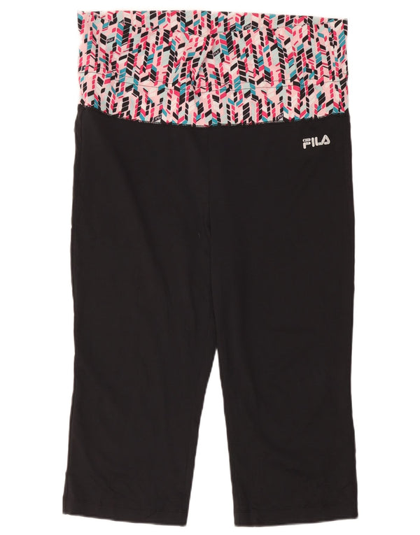 Fila Womens Capri Leggings UK 16 Large Black Geometric Polyester