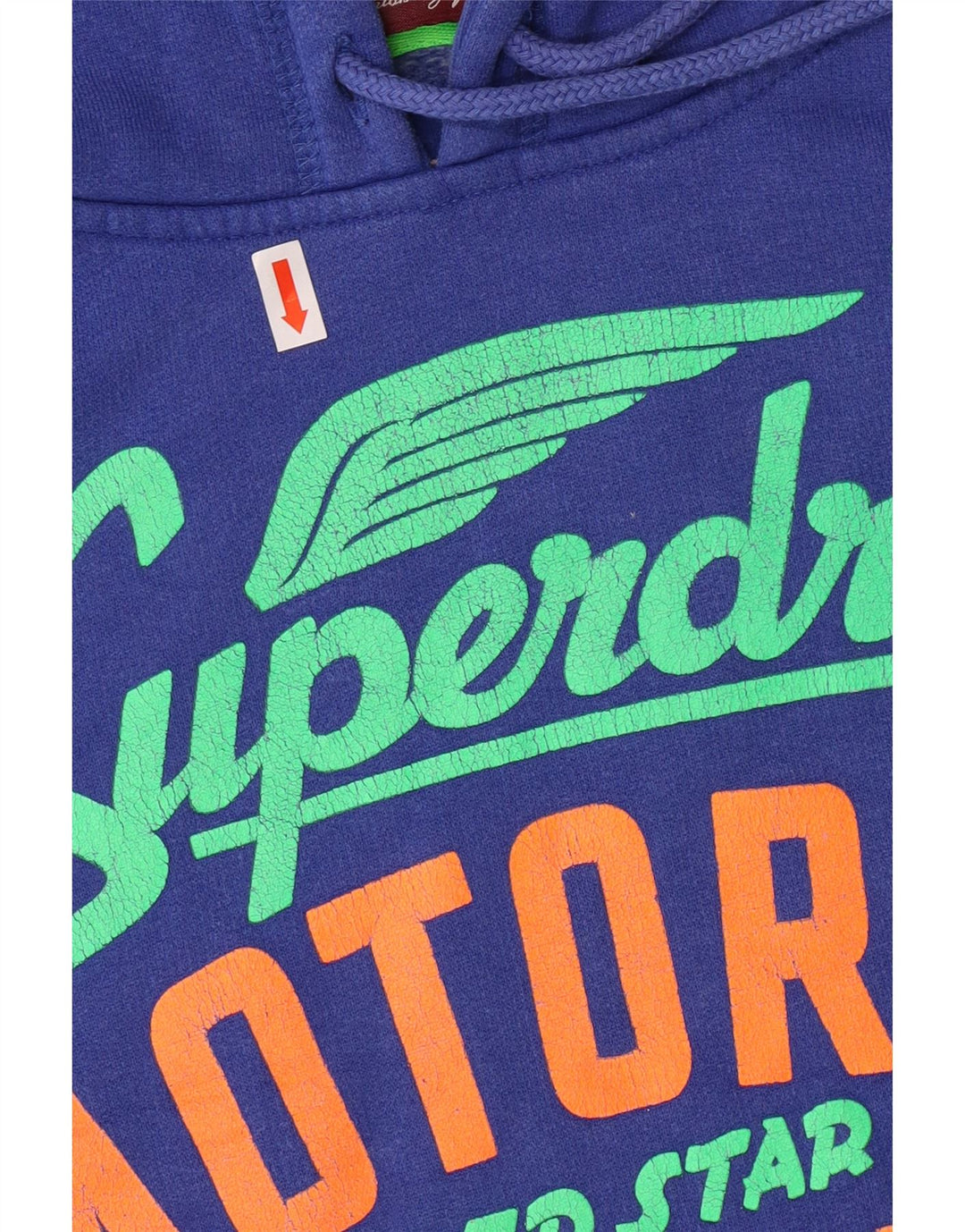 Γυναικείο γραφικό κουκούλα SUPERDRY UK 10 Small Blue Cotton