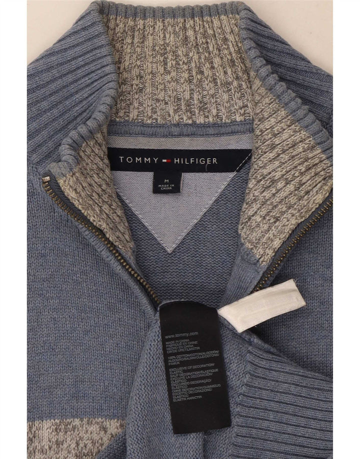 Ανδρικό πουλόβερ με ζακέτα Tommy Hilfiger, μεσαίο μπλε χρώματος βαμβακερό