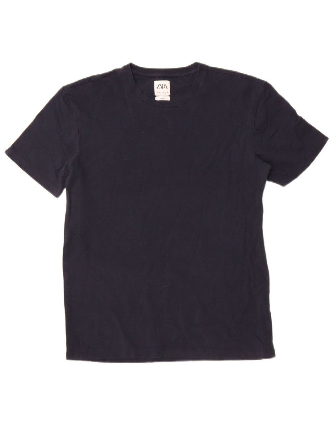 Zara Ανδρικό T-Shirt Slim Fit Τοπ μεσαίου μπλε βαμβακερό
