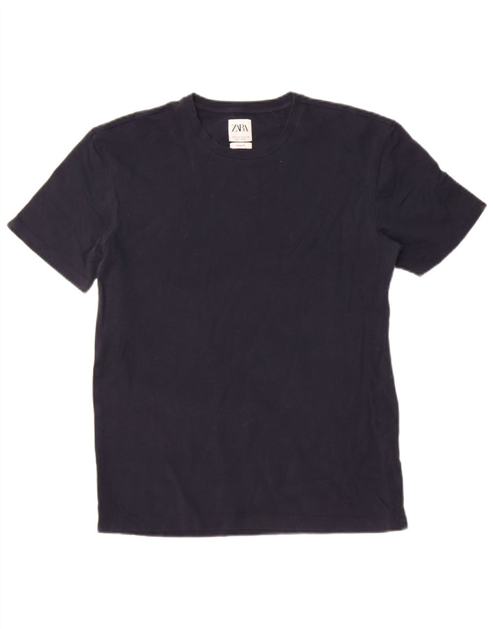 Zara Ανδρικό T-Shirt Slim Fit Τοπ μεσαίου μπλε βαμβακερό