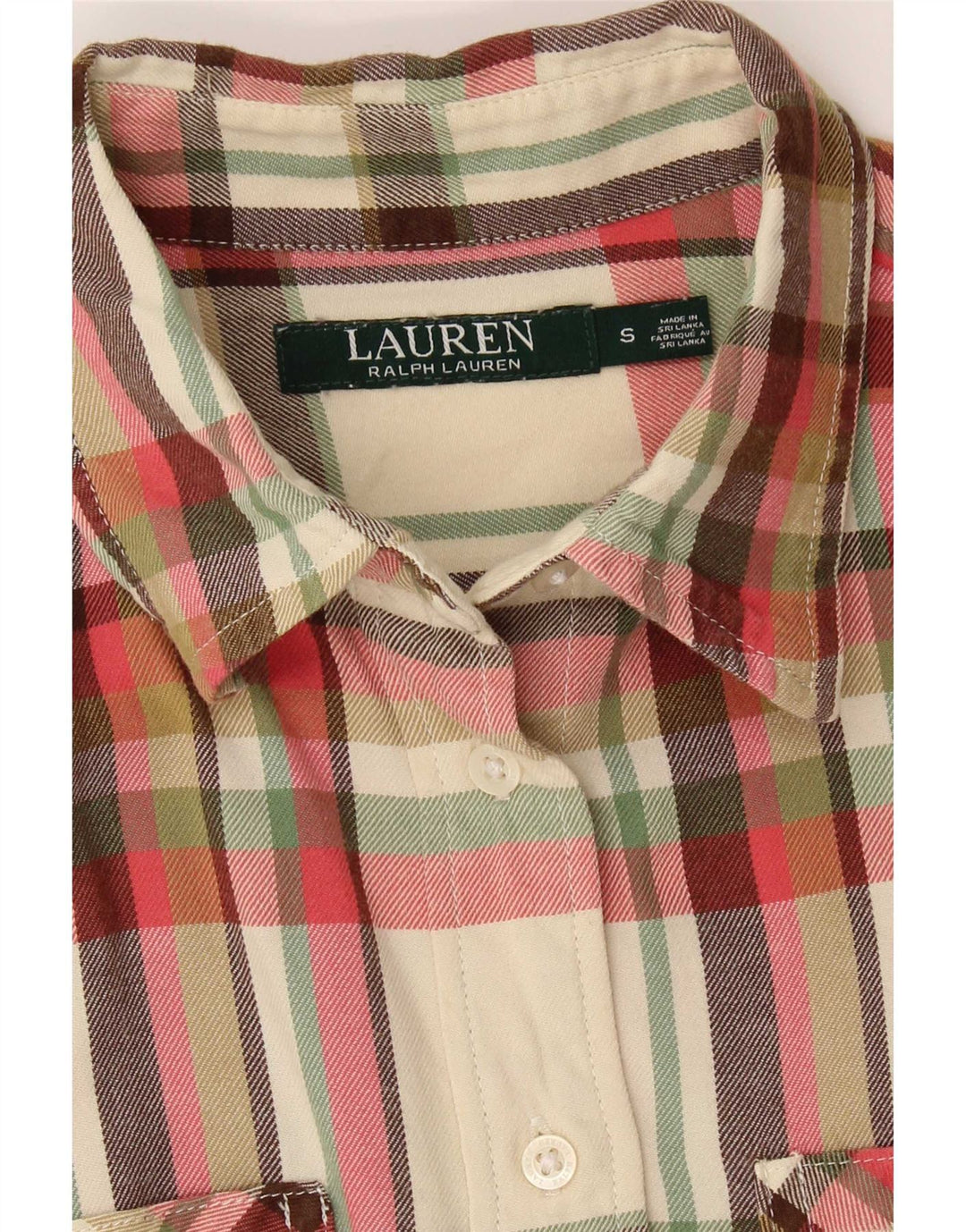 Ralph Lauren Γυναικείο φανελένιο πουκάμισο UK 10 Small Off White Check
