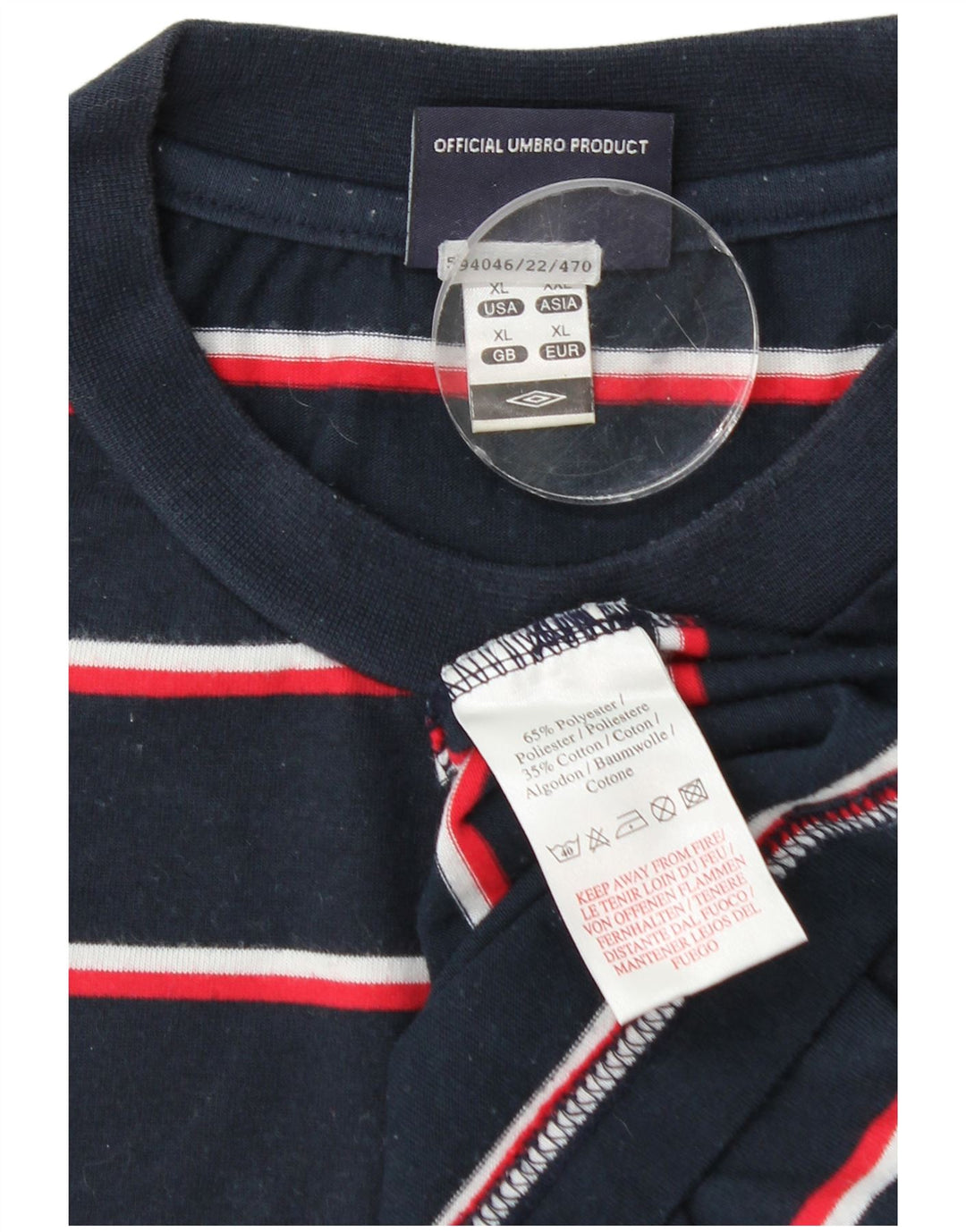 Ανδρικό T-Shirt Umbro Top XL Navy Blue ριγέ πολυεστέρα