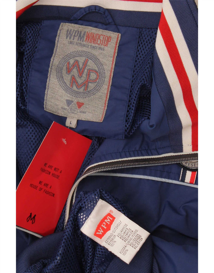 WPM Boys Rain Jacket 15-16 Years Large Navy Blue Colorblock Polyamide
