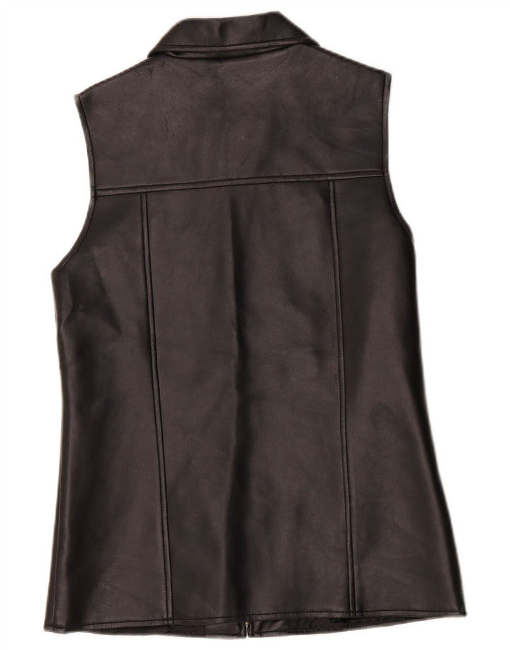 Vintage Γυναικείο Δερμάτινο Gilet UK 10 Small Black