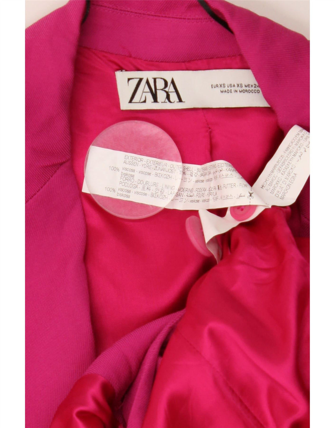 ZARA Γυναικείο ροζ βισκόζη με διπλό στήθος γυναικείο μπουφάν 6 XS