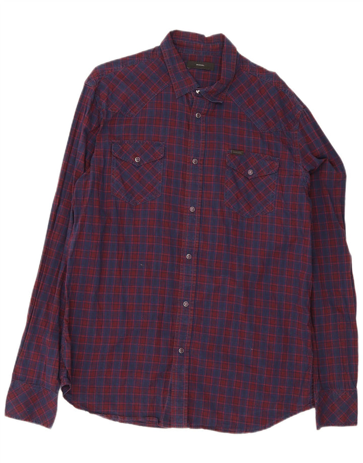 Ανδρικό πουκάμισο Diesel XL Navy Blue Check Cotton