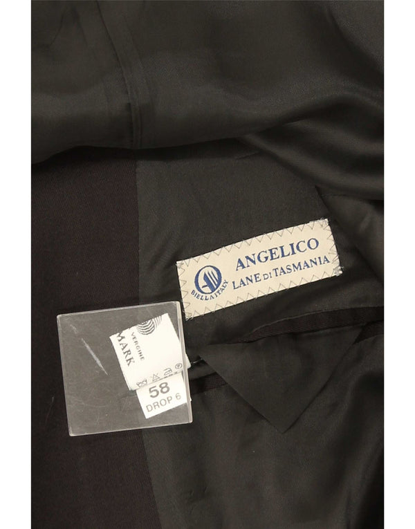 Angelico Ανδρικό Μπουφάν Blazer Διπλό στήθος IT 58 4XL Μαύρο Μάλλινο