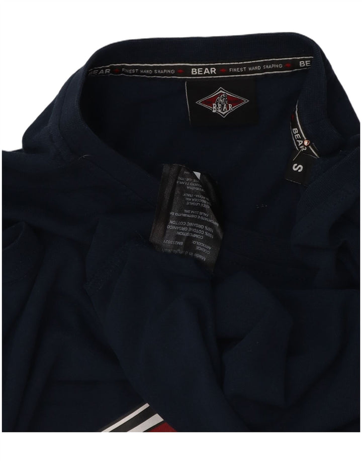 Bear Ανδρικό γραφικό T-Shirt Top Small Navy Blue από βαμβάκι
