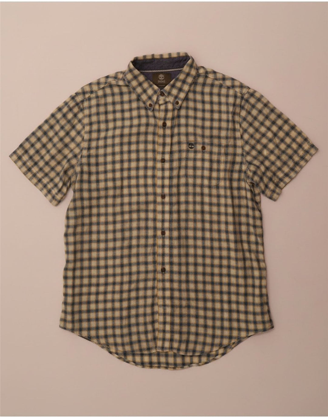 Ανδρικό κοντομάνικο πουκάμισο Timberland Earthkeepers Μικρό κίτρινο καρό