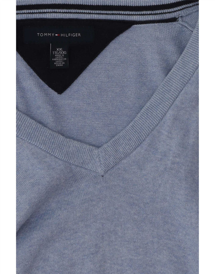 Ανδρικό πουλόβερ Tommy Hilfiger με V λαιμόκοψη 2XL Μπλε