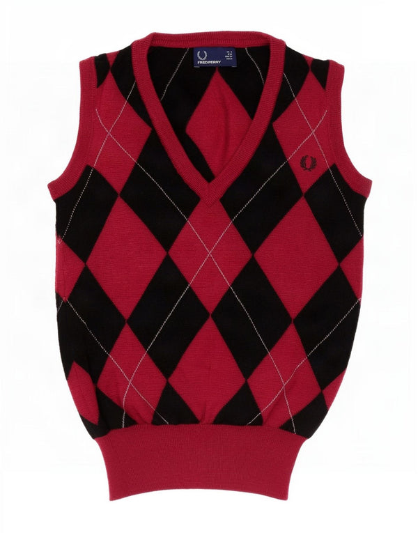 Fred Perry Γυναικείο γιλέκο Tank Top UK 8 Small Red Argyle/Diamond Wool