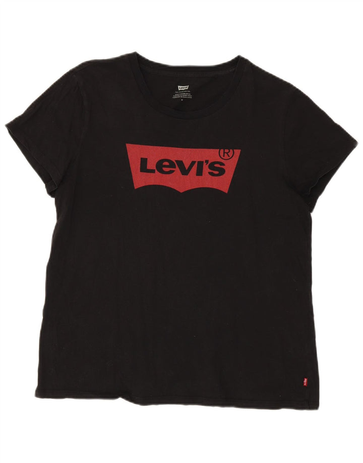 Γυναικείο γραφικό μπλουζάκι Levi's Oversized Top UK 14 μεσαίο μαύρο βαμβακερό