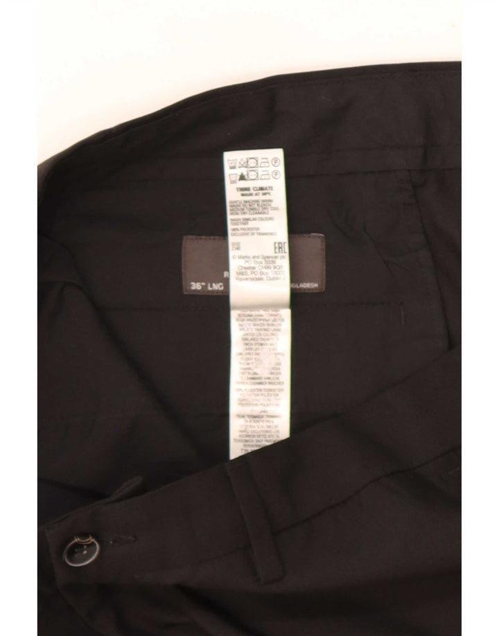 Marks & Spencer Ανδρικό παντελόνι Chino με κανονική εφαρμογή W36 L33 μαύρο πολυεστέρα