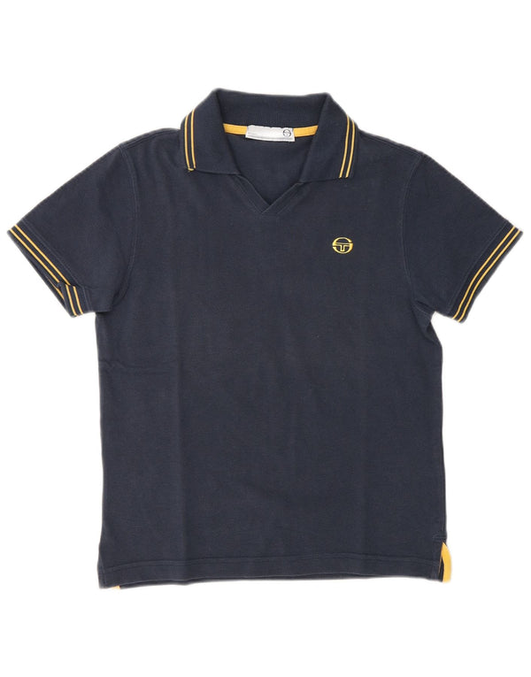 Sergio Tacchini γυναικείο μπλουζάκι πόλο UK 12 μεσαίο μπλε βαμβακερό