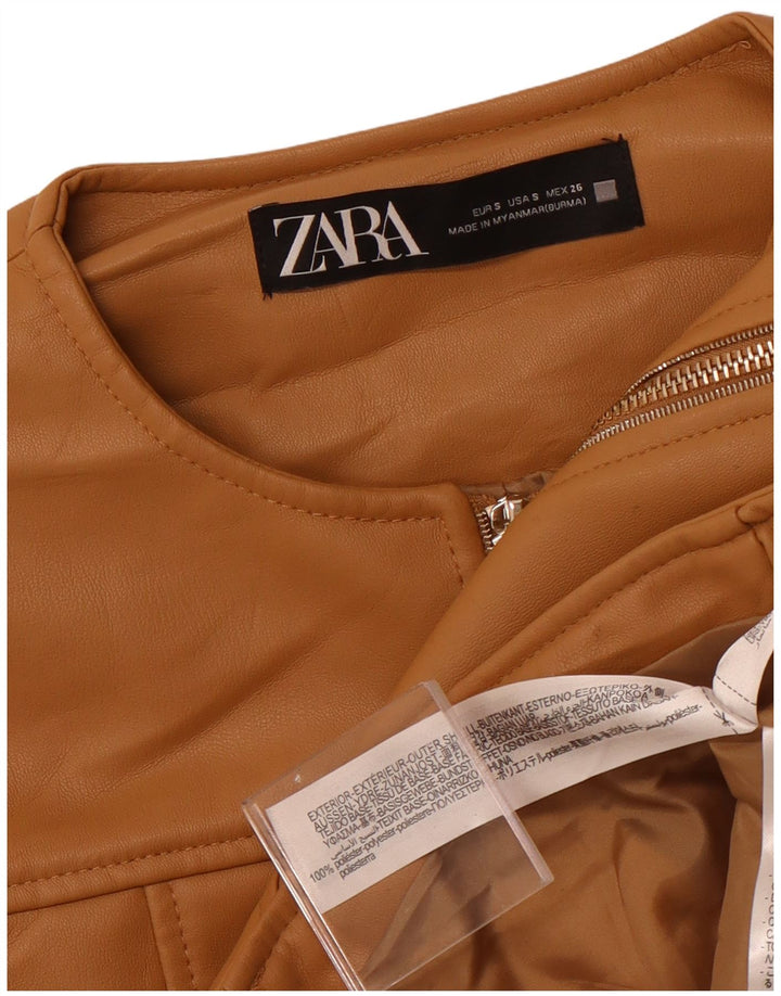 Zara Γυναικείο Μπουφάν από Faux Leather UK 10 Small Beige Polyester