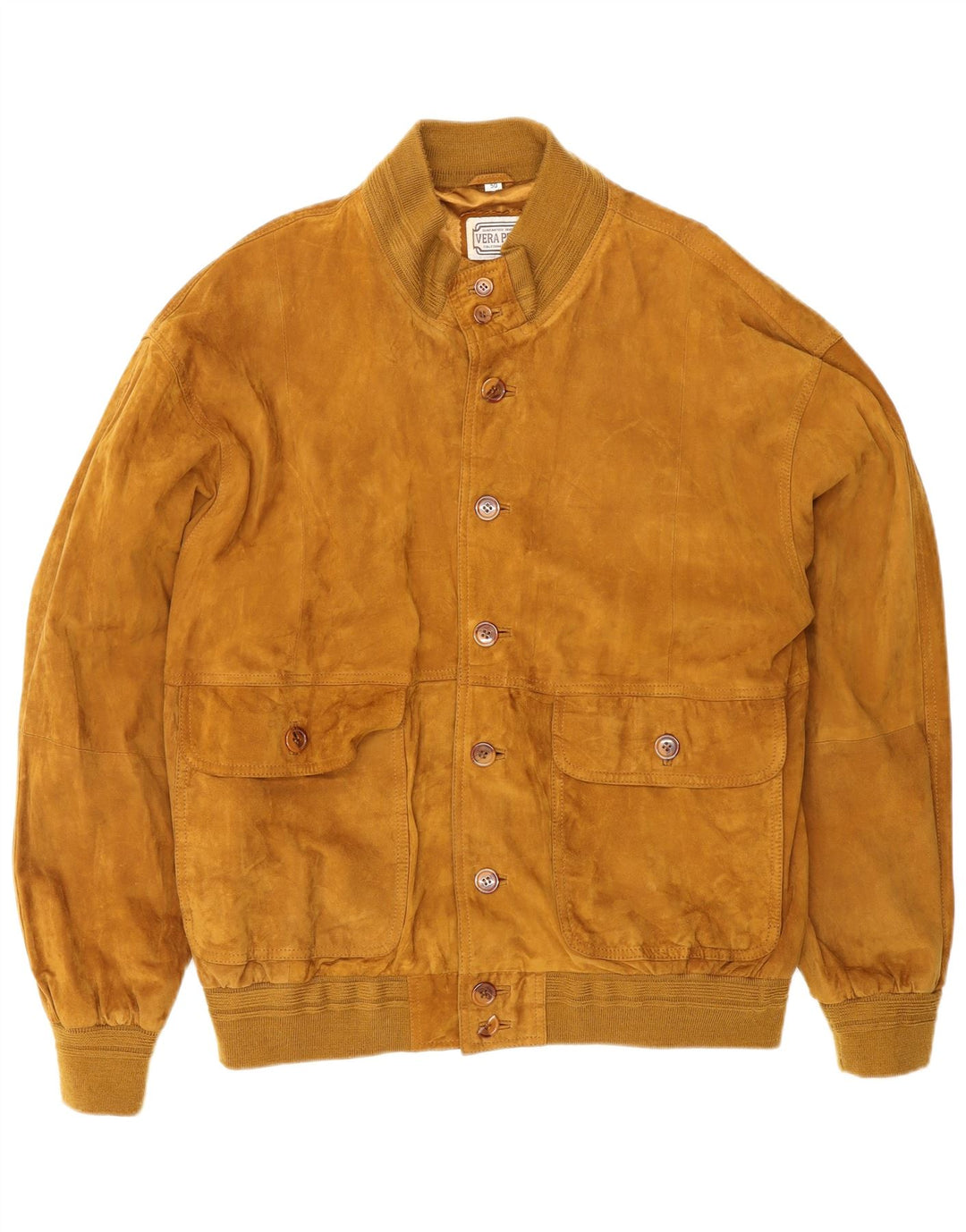 VINTAGE Ανδρικό Suede Bomber Jacket IT 50 Large Brown Δερμάτινο