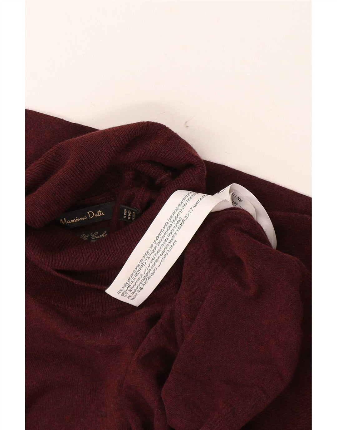 Massimo Dutti Ανδρικό πουλόβερ με ρολό λαιμόκοψη, μεσαίο μπορντό μετάξι