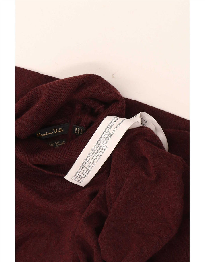 Massimo Dutti Ανδρικό πουλόβερ με ρολό λαιμόκοψη, μεσαίο μπορντό μετάξι
