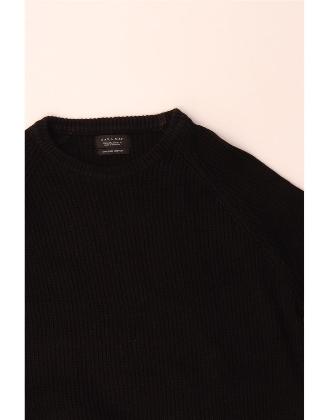 Ανδρικό πουλόβερ Zara Boat Neck Jumper Μεσαίο μαύρο βαμβακερό
