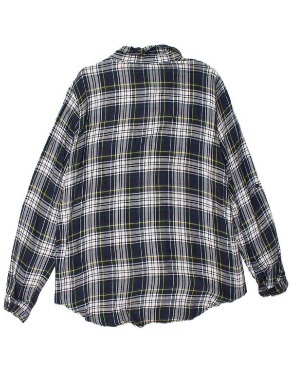EDDIE BAUER Γυναικείο φανελένιο πουκάμισο UK 18 XL Navy Blue Check Viscose
