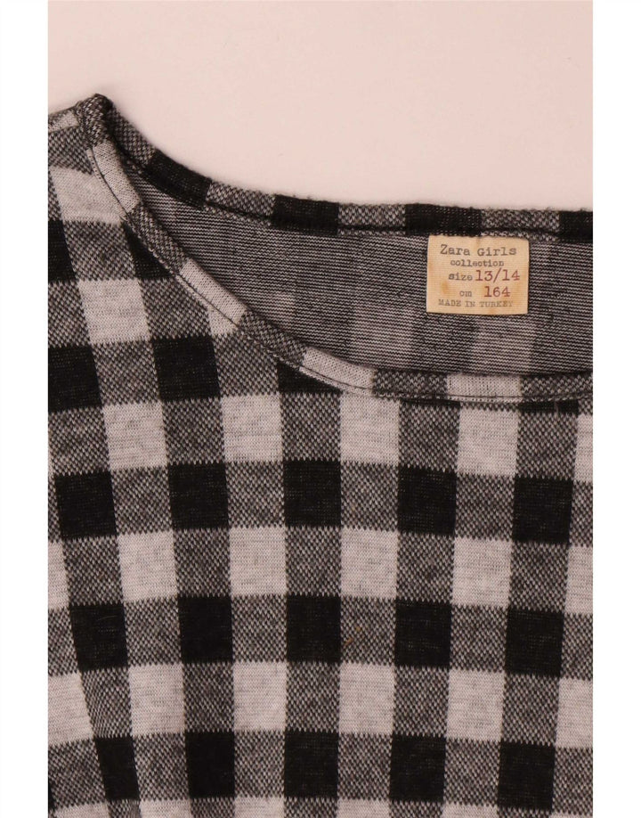Zara Girls Μακρυμάνικο Basic Φόρεμα 13-14 ετών Μαύρο Gingham