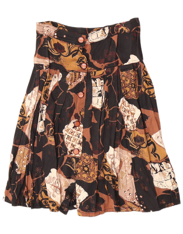 Vintage γυναικεία μίντι πλισέ φούστα Medium W28 Brown Retro